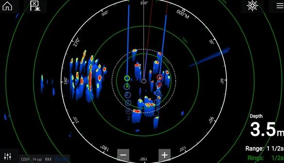 Raymarine radar screen
